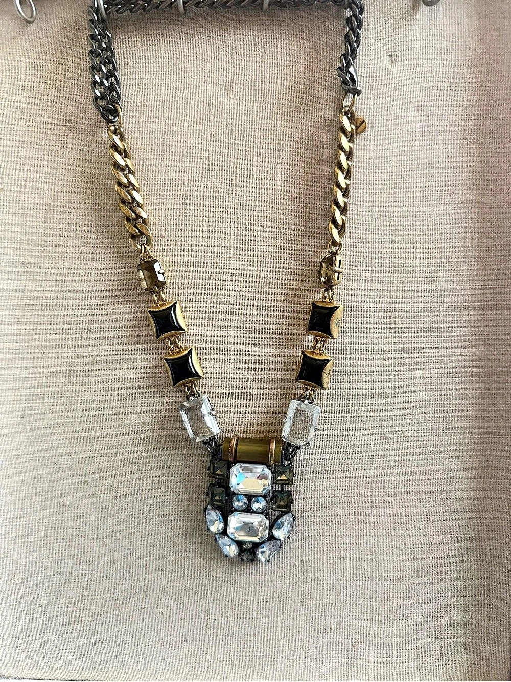 Stella & Dot Pendant Necklace in Silver, Black & Gold